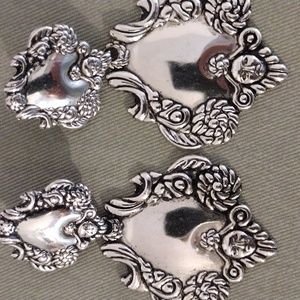 Vintage Spoon Style 2 1/2" Fancy Design Silver Tone lightweight pierced Earrings